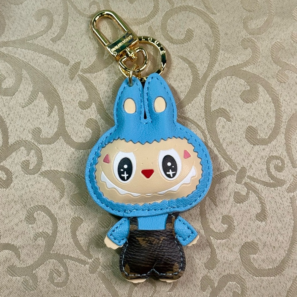 Monster Bag Charm V Leather NWOT Blue